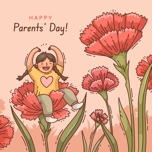 Bezpłatny wektor ręcznie rysowana ilustracja na obchody dnia koreańskich rodziców