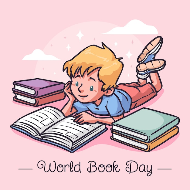 Bezpłatny wektor ręcznie rysowana ilustracja na obchody światowego dnia książki