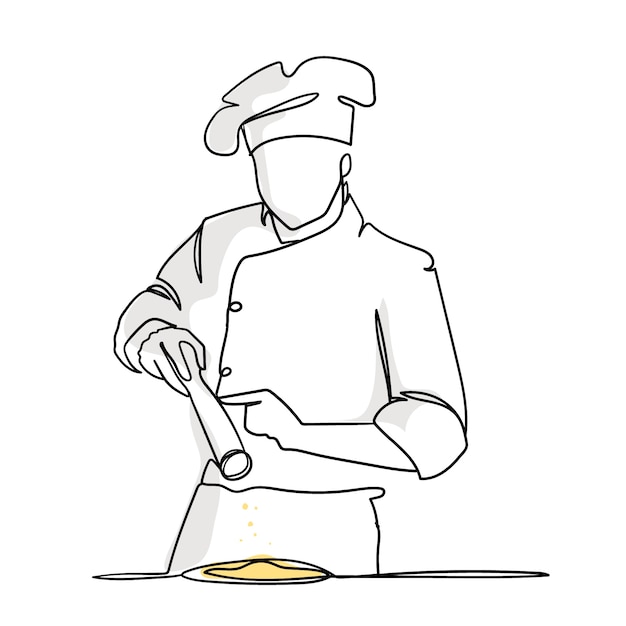 Bezpłatny wektor ręcznie rysowana ilustracja rysunku szefa kuchni