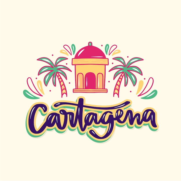 Ręcznie Rysowana Ilustracja Tekstu Cartagena