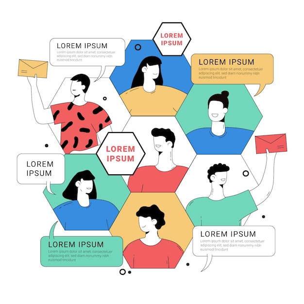 Bezpłatny wektor ręcznie rysowana infografika łącząca ludzi