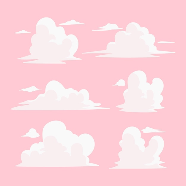 Bezpłatny wektor ręcznie rysowana kolekcja chmur