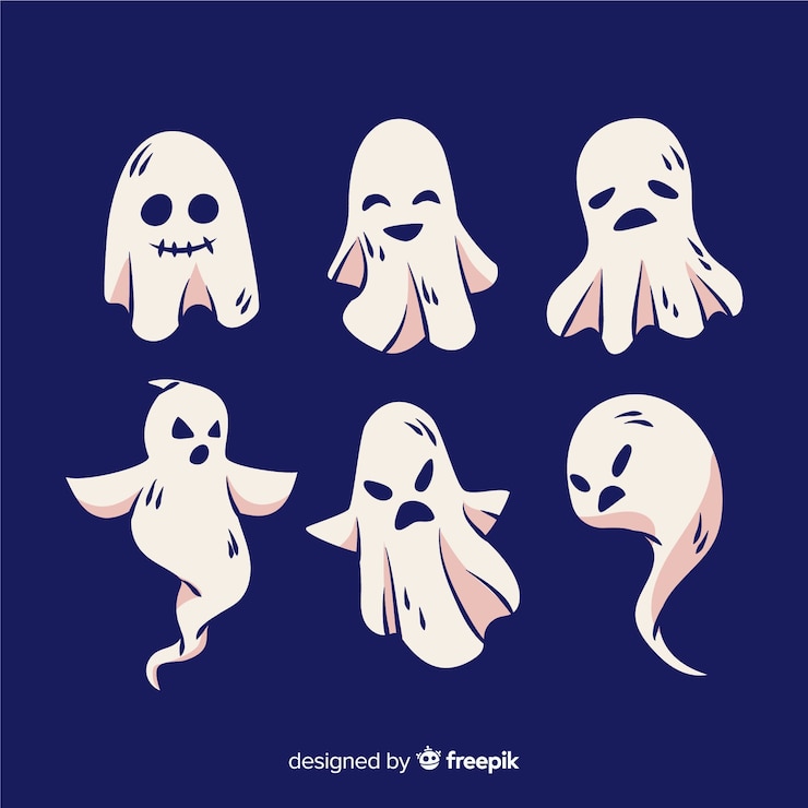 Bezpłatny plik Wektor ręcznie rysowana kolekcja duchów halloween