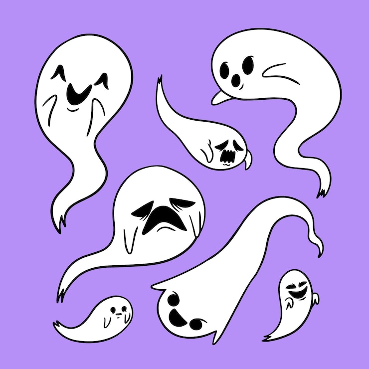 Bezpłatny plik Wektor ręcznie rysowana kolekcja duchów halloween