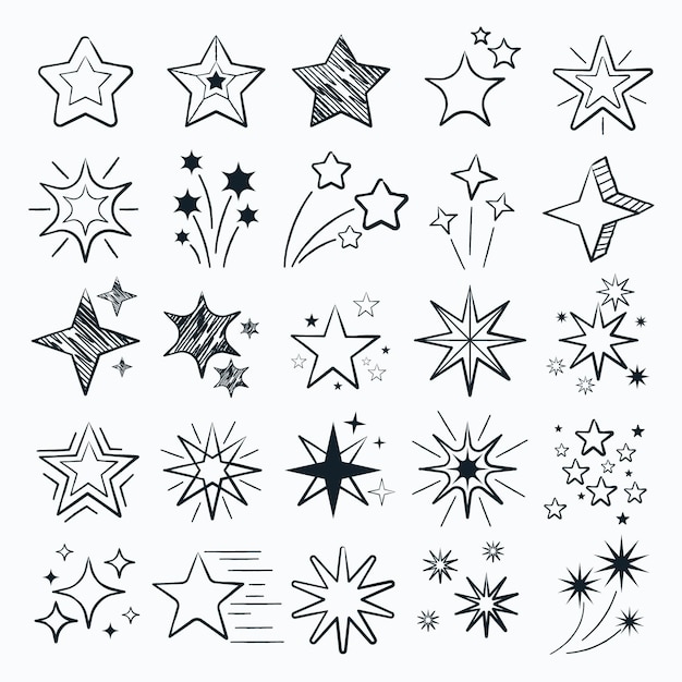 Bezpłatny wektor ręcznie rysowana kolekcja musujących gwiazd