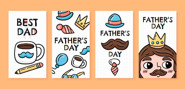 Ręcznie rysowana kolekcja opowiadań na instagram dzień ojca