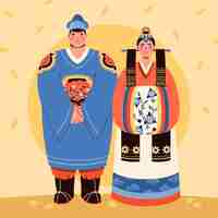 Bezpłatny wektor ręcznie rysowana kolekcja tradycyjnych koreańskich elementów
