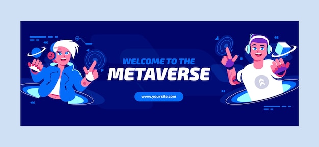 Ręcznie Rysowana Koncepcja Metaverse Facebook Cover