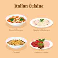 Bezpłatny wektor ręcznie rysowana kuchnia włoska