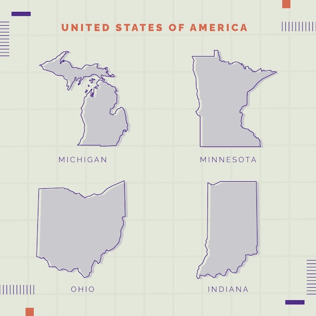 Bezpłatny wektor ręcznie rysowana mapa konturowa stanów usa