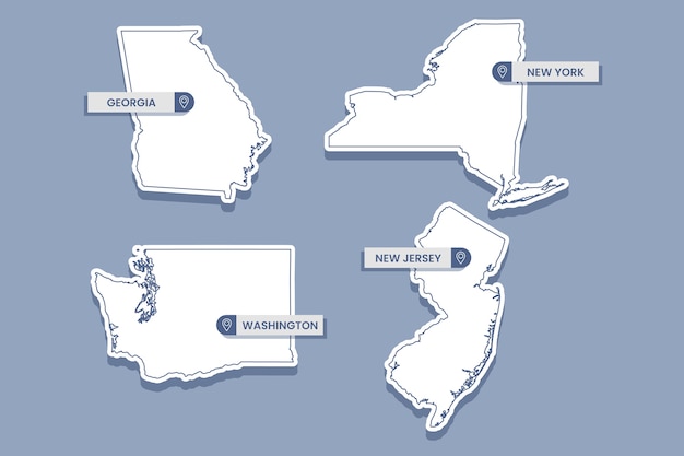 Bezpłatny wektor ręcznie rysowana mapa konturowa stanów usa