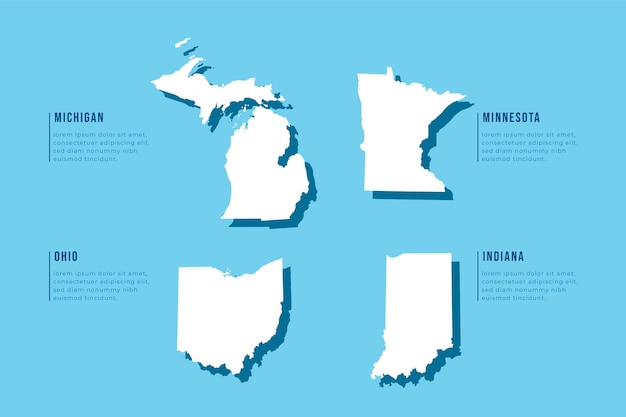 Bezpłatny wektor ręcznie rysowana mapa konturowa stanów usa