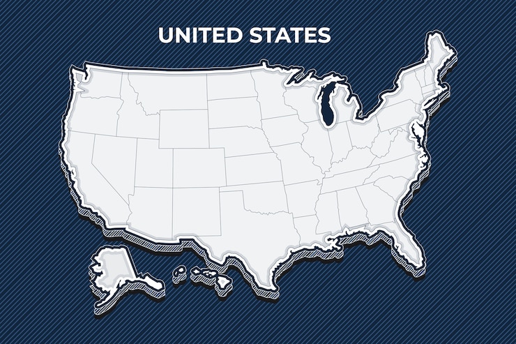 Bezpłatny plik Wektor ręcznie rysowana mapa konturowa usa