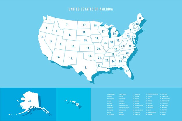 Ręcznie rysowana mapa konturowa usa