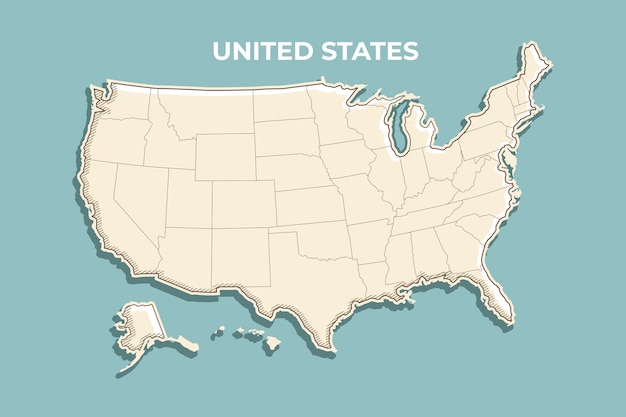 Bezpłatny wektor ręcznie rysowana mapa konturowa usa