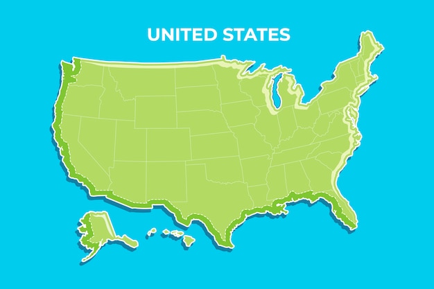 Ręcznie Rysowana Mapa Konturowa Usa