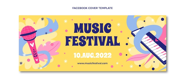 Ręcznie Rysowana Okładka Festiwalu Muzycznego Na Facebooku