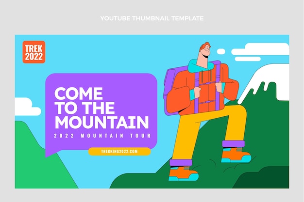 Bezpłatny wektor ręcznie rysowana płaska miniatura trekkingowa youtube