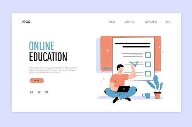 Ręcznie rysowana strona docelowa edukacji online