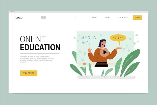 Bezpłatny wektor ręcznie rysowana strona docelowa edukacji online