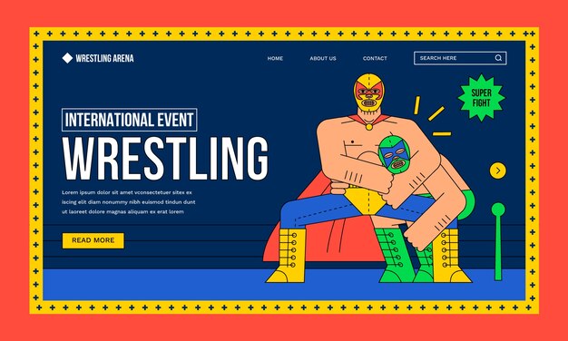 Ręcznie rysowana strona docelowa mistrzostw wrestlingu