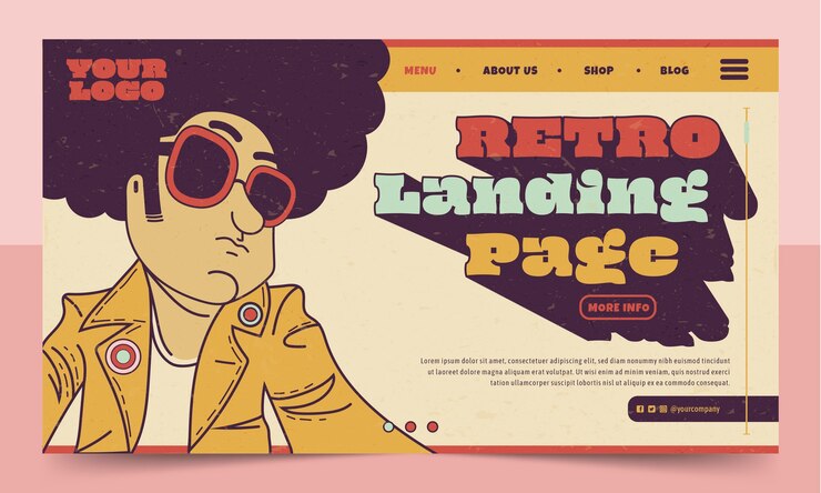 Bezpłatny plik Wektor ręcznie rysowana strona docelowa w stylu retro