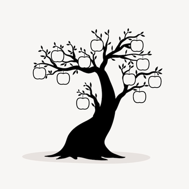 Bezpłatny wektor ręcznie rysowana sylwetka drzewa genealogicznego