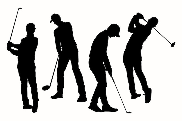 Bezpłatny wektor ręcznie rysowana sylwetka golfisty