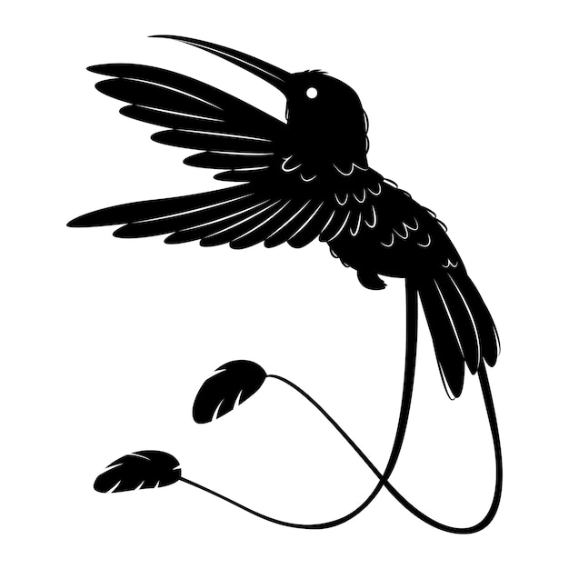 Bezpłatny wektor ręcznie rysowana sylwetka kolibra