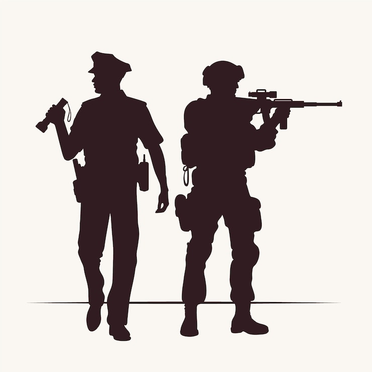 Bezpłatny plik Wektor ręcznie rysowana sylwetka policjanta
