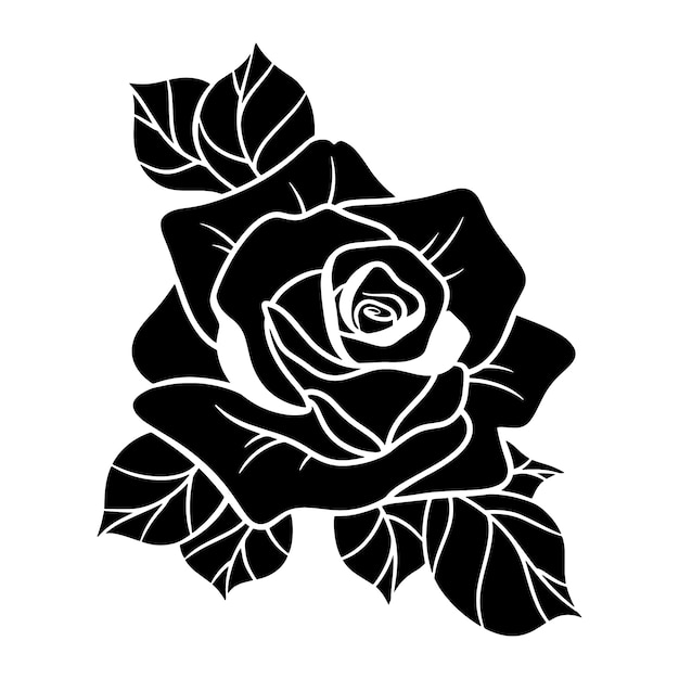 Bezpłatny wektor ręcznie rysowana sylwetka róży