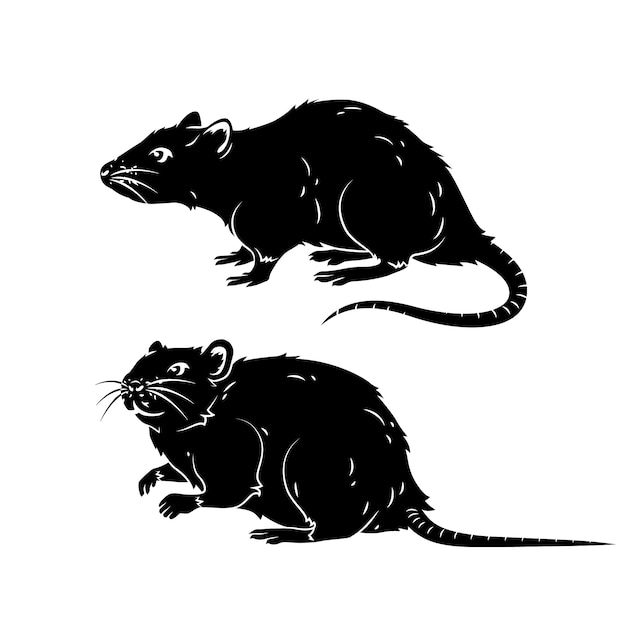 Bezpłatny wektor ręcznie rysowana sylwetka szczura