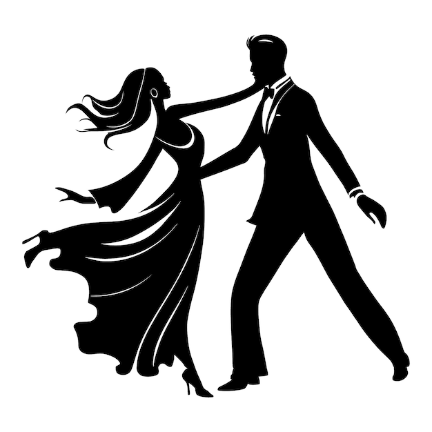 Bezpłatny wektor ręcznie rysowana sylwetka tańca towarzyskiego