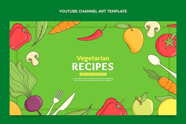 Bezpłatny wektor ręcznie rysowana sztuka kanału youtube żywności