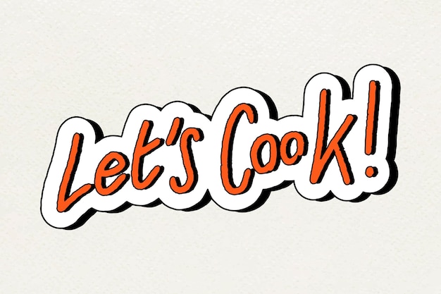 Bezpłatny wektor ręcznie rysowana typografia let's cook