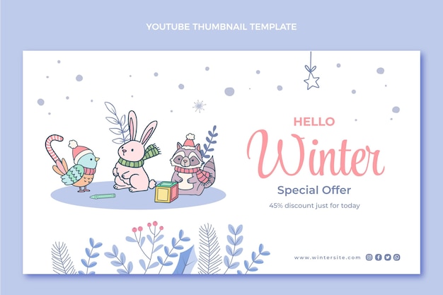 Ręcznie rysowana zimowa miniatura youtube