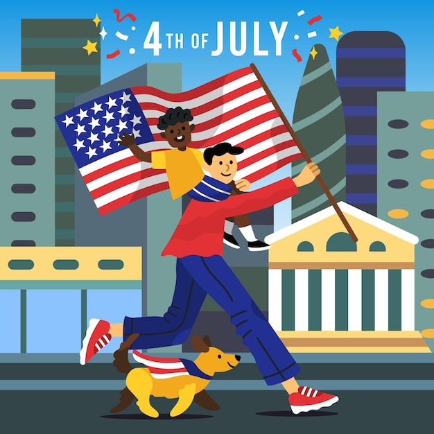 Bezpłatny wektor ręcznie rysowane 4 lipca - ilustracja dzień niepodległości