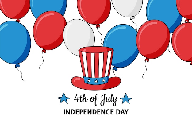Bezpłatny wektor ręcznie rysowane 4 lipca - tło balony dzień niepodległości