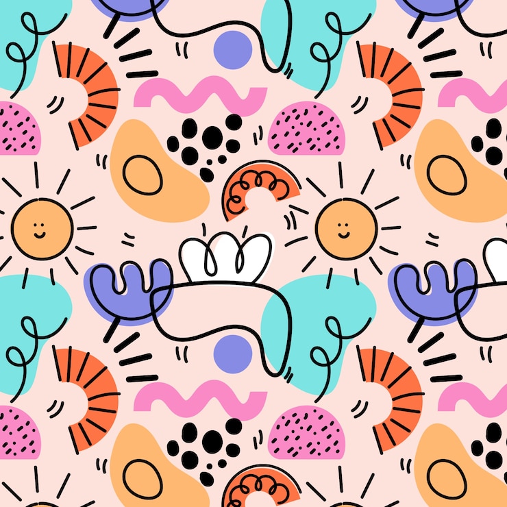 Bezpłatny plik Wektor ręcznie rysowane abstrakcyjny wzór doodle
