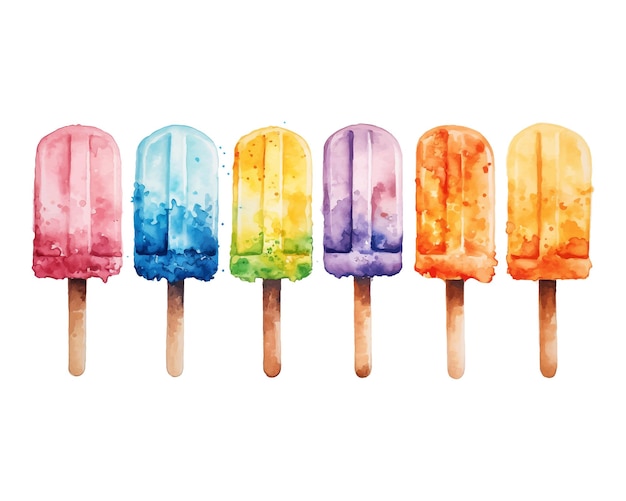 Ręcznie Rysowane Akwarela Popsicles Akwarela Clipart