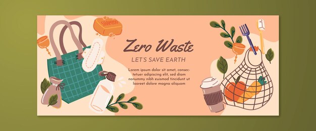 Bezpłatny wektor ręcznie rysowane baner zero waste