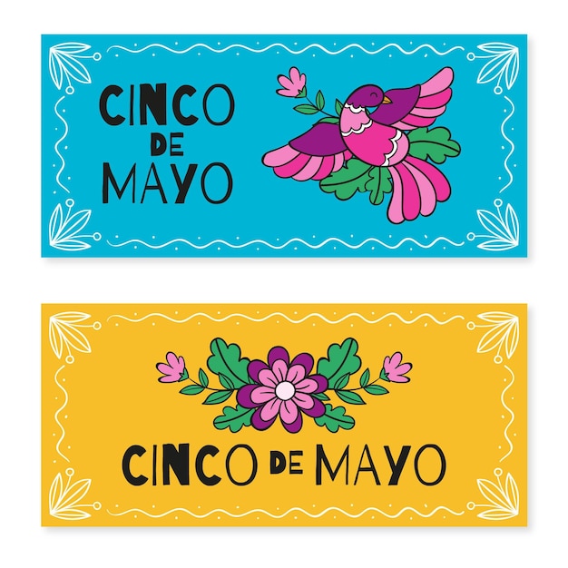 Ręcznie Rysowane Banery Cinco De Mayo