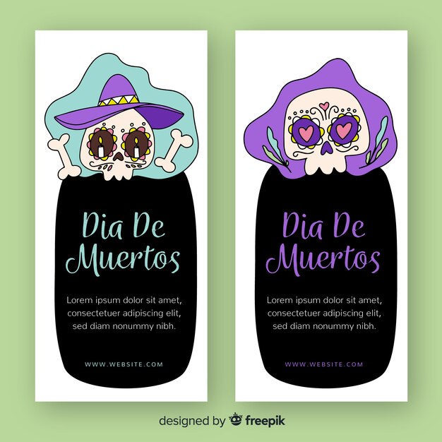 Ręcznie Rysowane Banery Día De Muertos