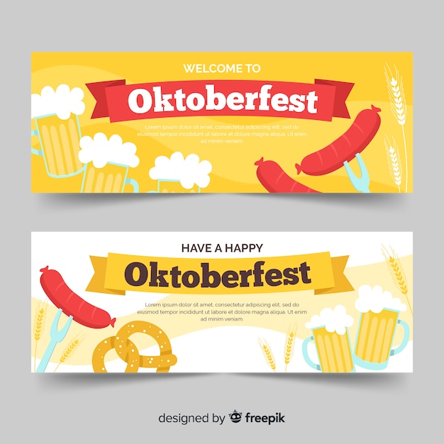 Ręcznie Rysowane Banery Oktoberfest