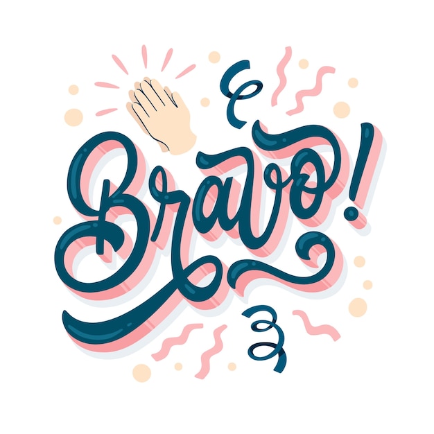 Ręcznie rysowane bravo ilustracja liternictwo