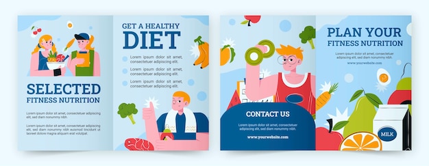 Bezpłatny wektor ręcznie rysowane broszura o żywieniu fitness