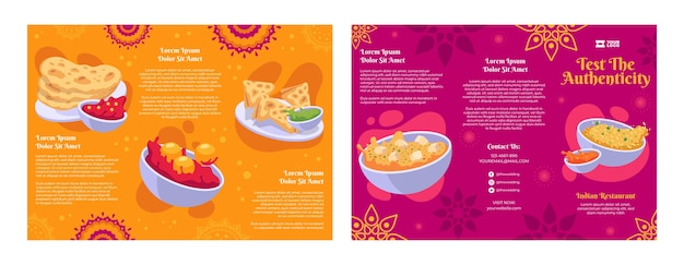 Bezpłatny wektor ręcznie rysowane broszura restauracji indyjskiej