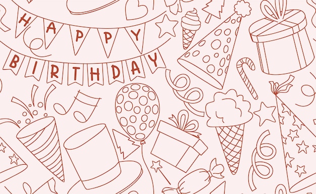 Ręcznie rysowane doodle urodziny bez szwu wzór