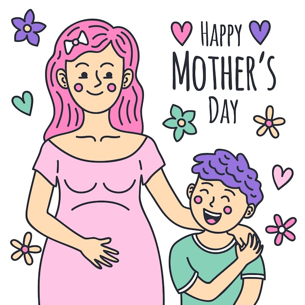 Bezpłatny wektor ręcznie rysowane dzień matki