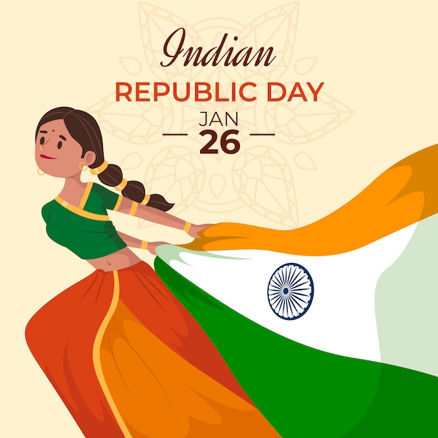 Bezpłatny wektor ręcznie rysowane dzień republiki indii